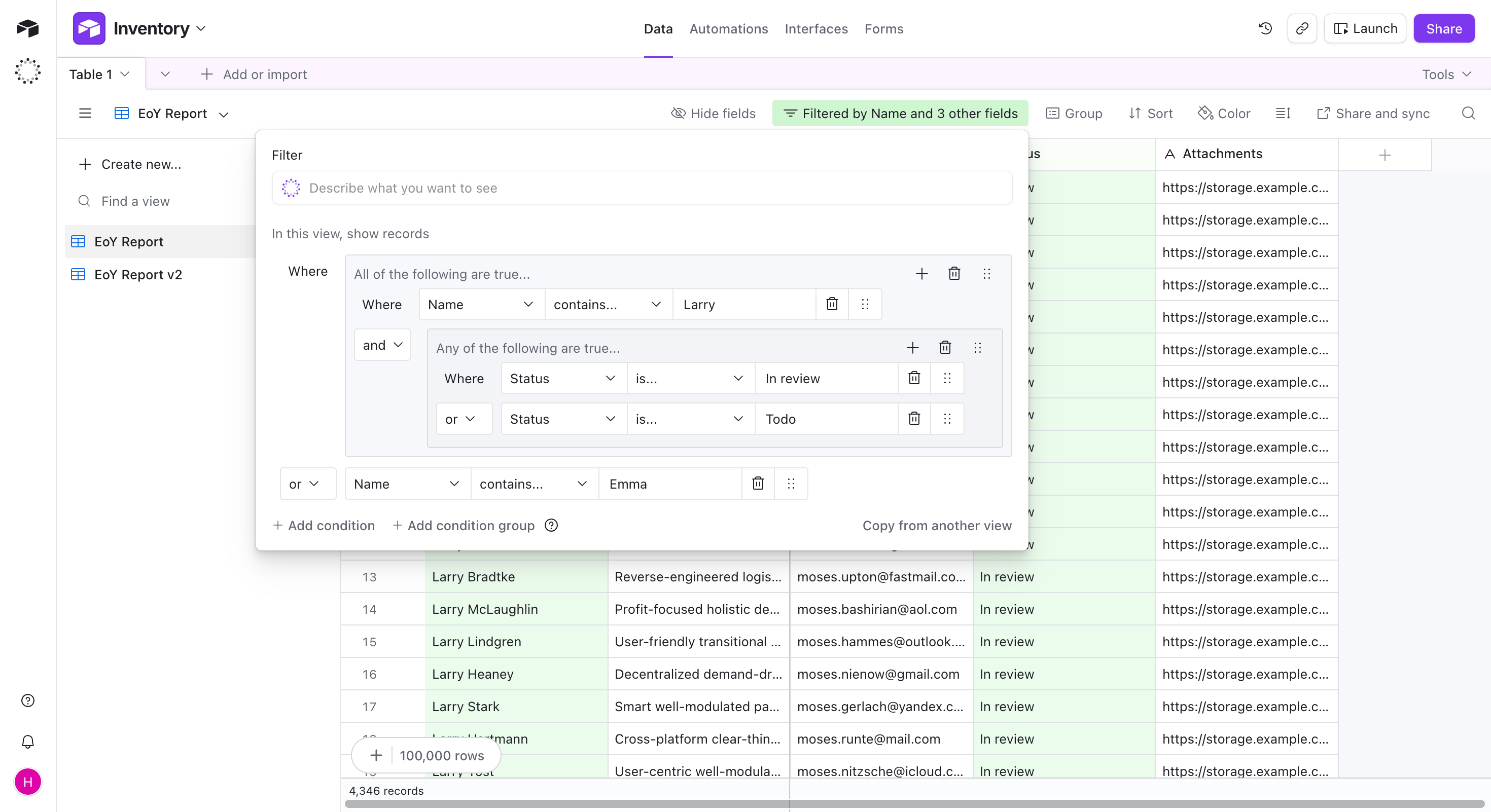 Airtable Engine nested filters