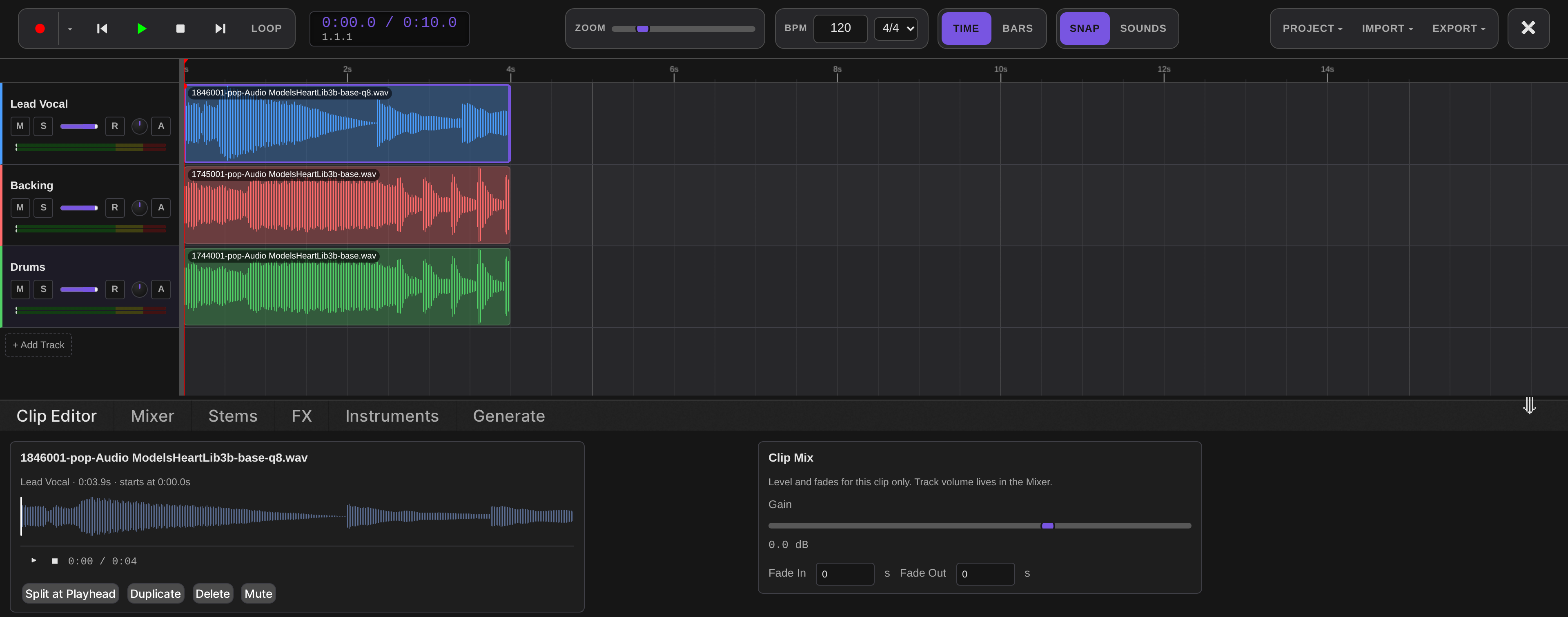 The Audio Lab multi track editor