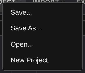 The Project menu