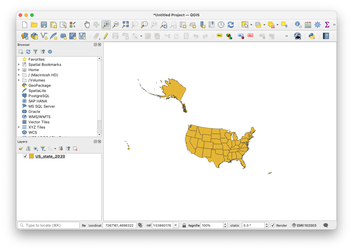 Sceenshot of census state shapes