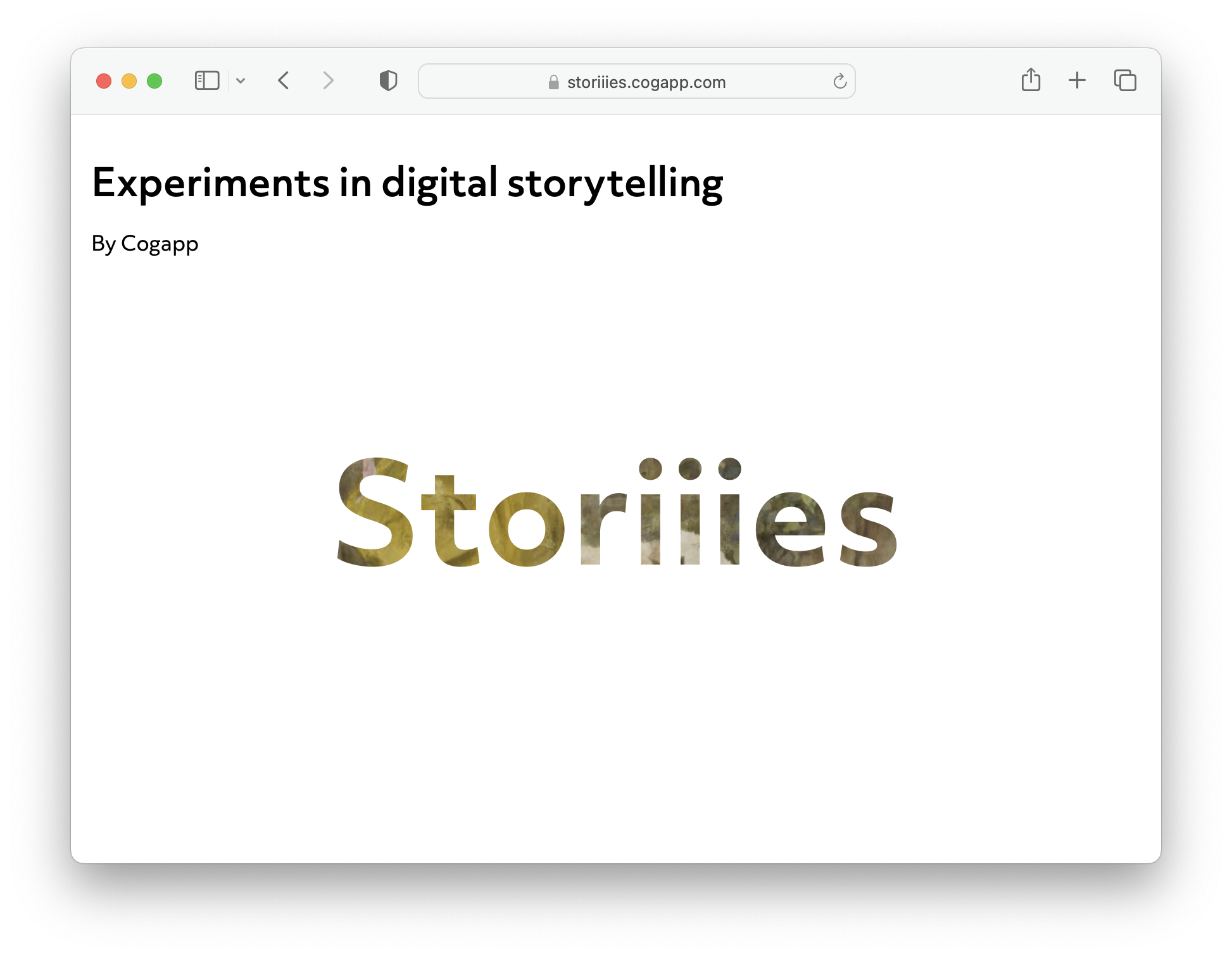 Screenshot of Storiiies homepage