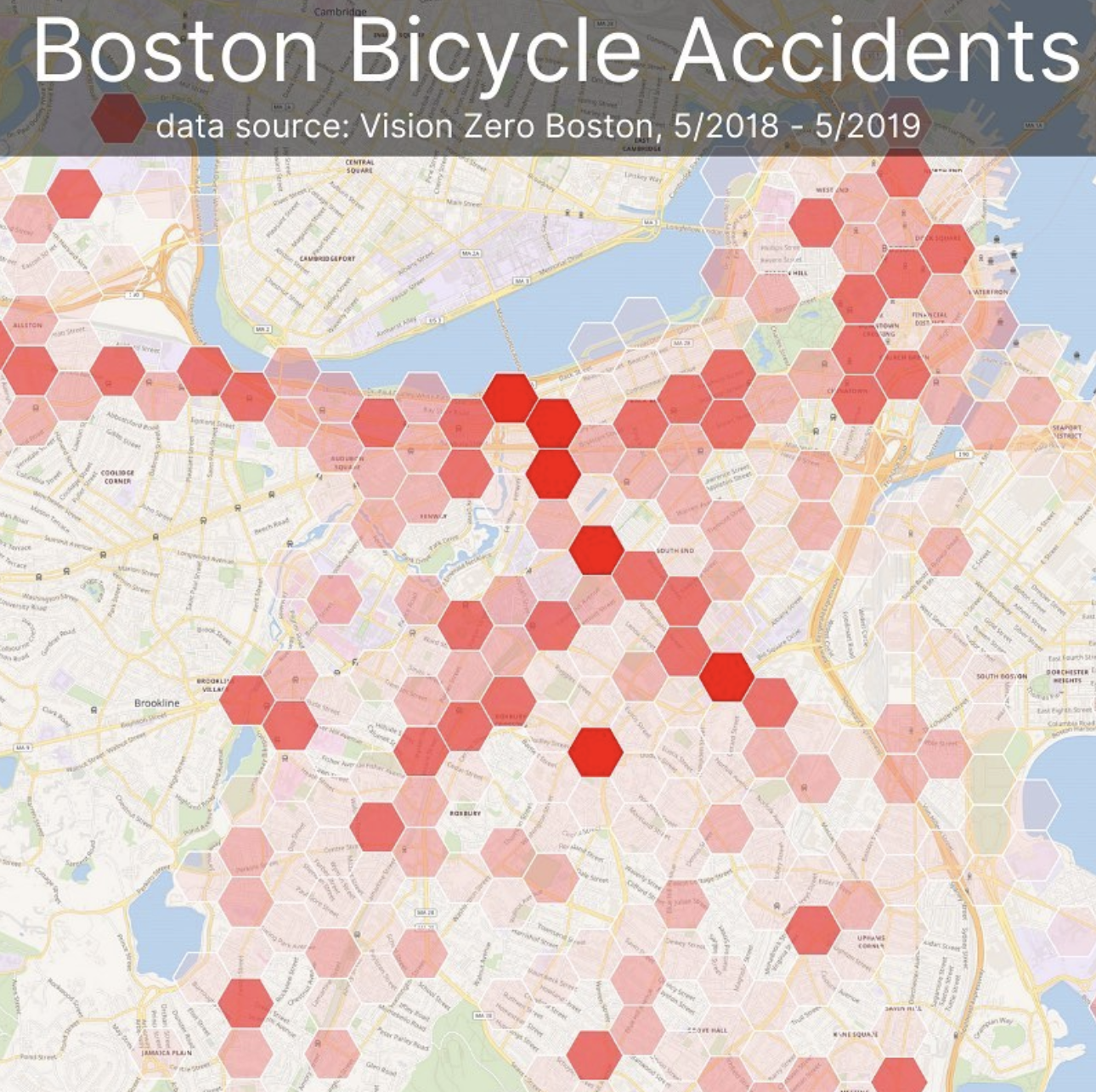 Map of bike crashes shows patterns better