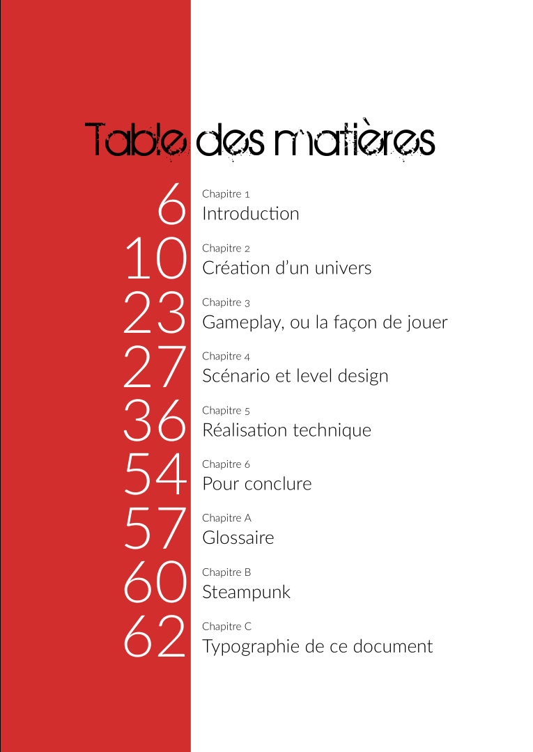 table of content