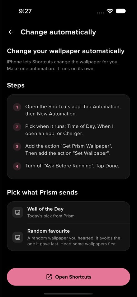 Change the wallpaper automatically with iOS Shortcuts