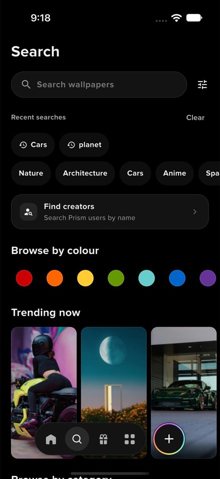 Search with recent searches and colours