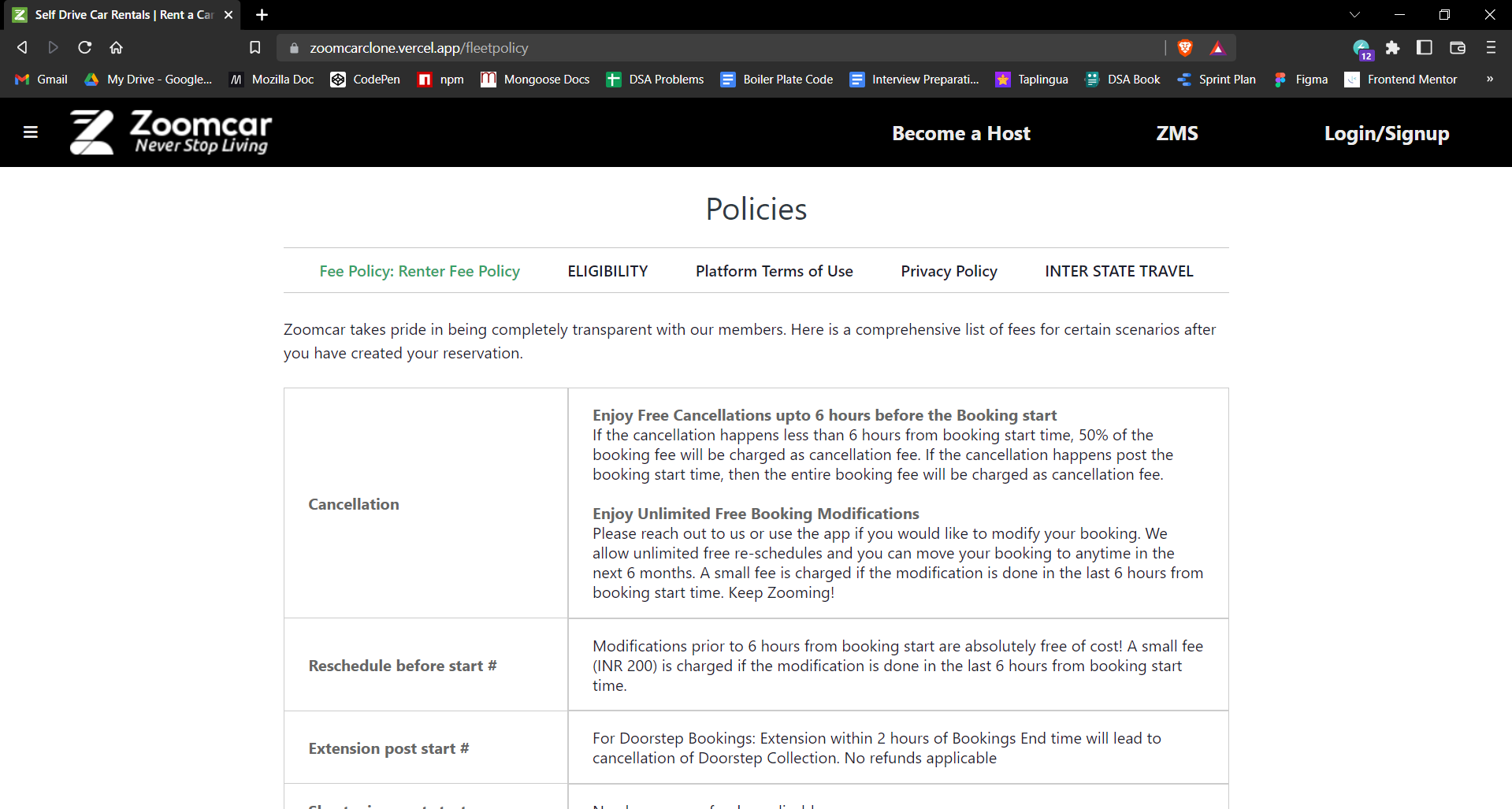 Policies Page