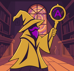 A wizard holding an Angular Lens emblem