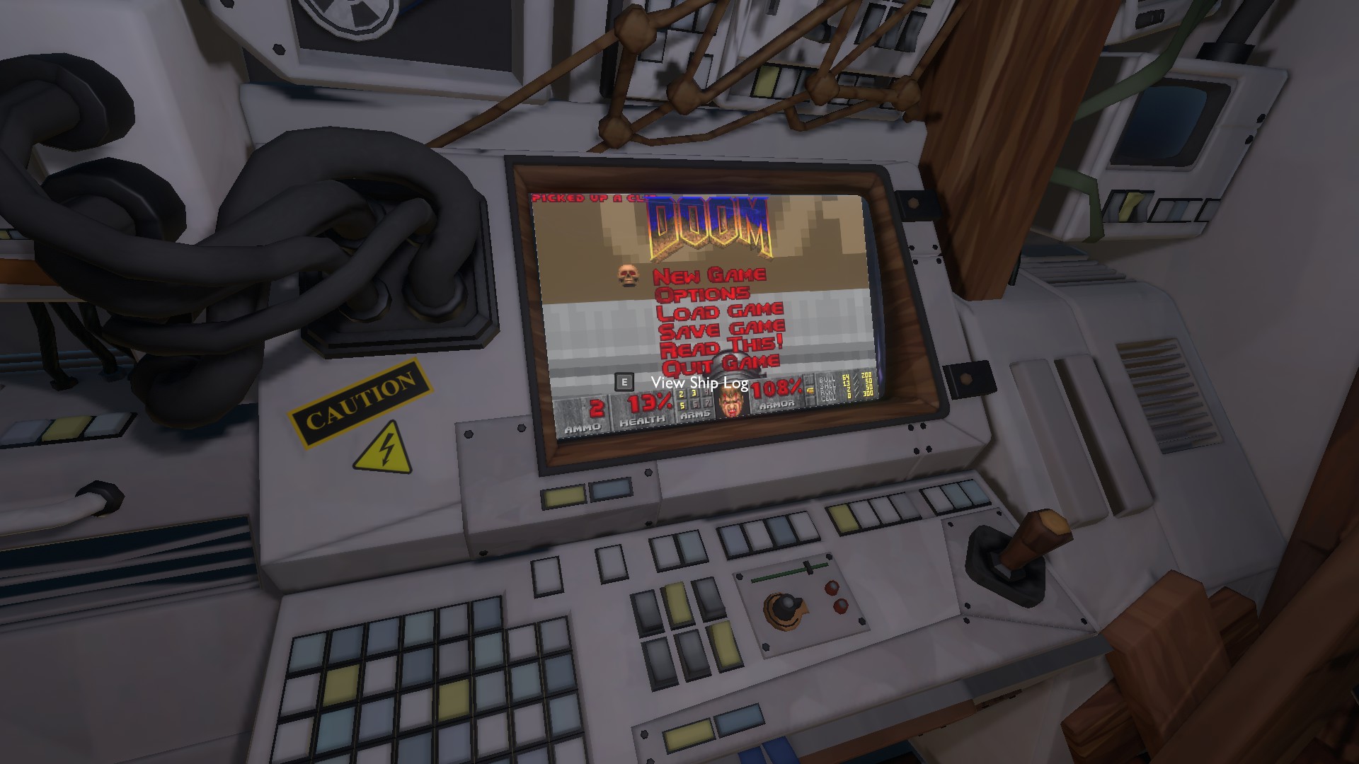A screenshot of DOOM on the ship computer