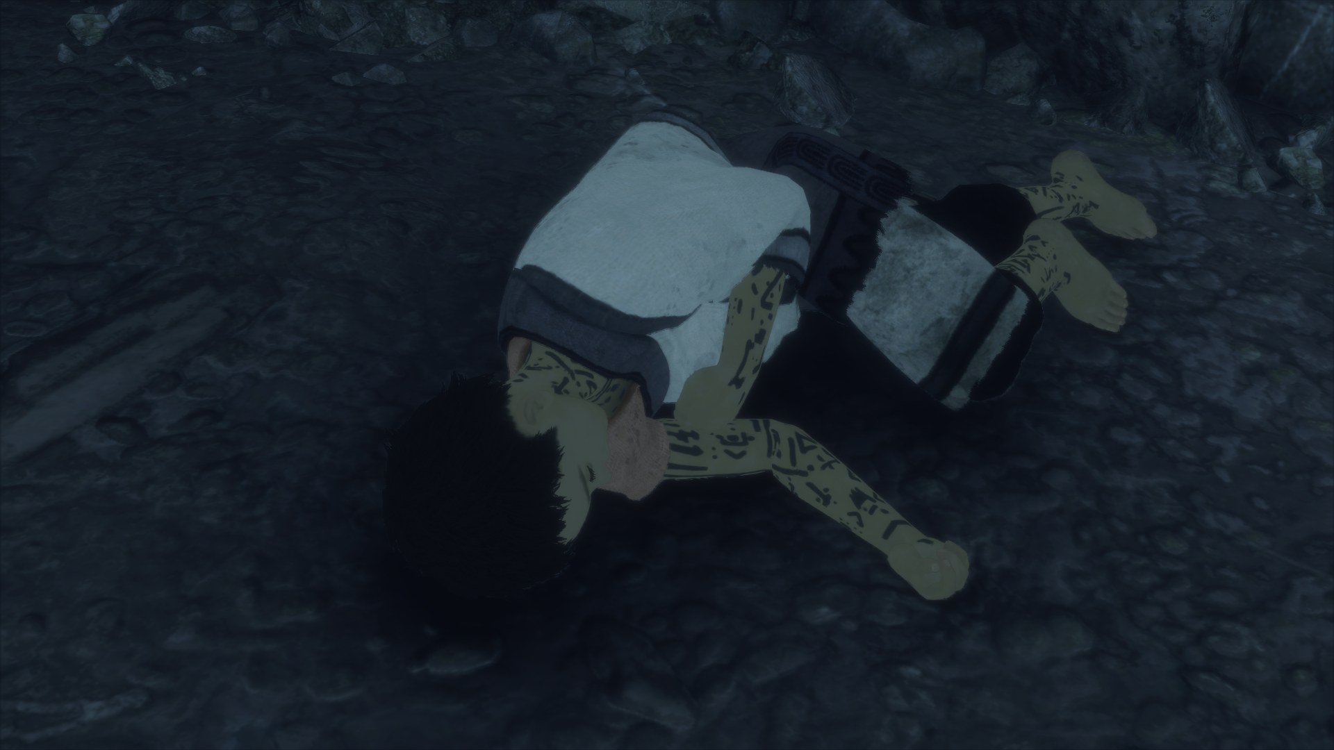 O menino desperta na caverna