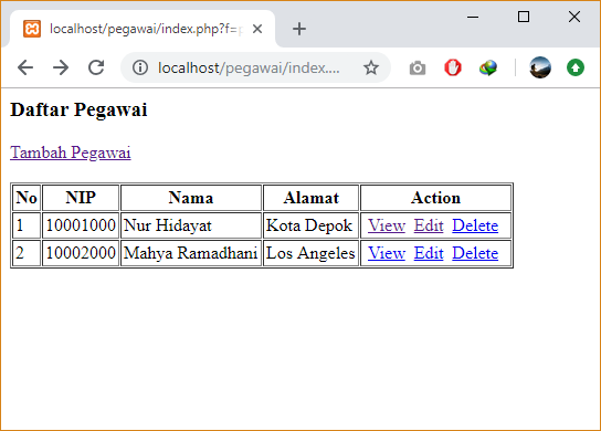 Tampilan List Data