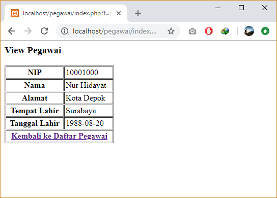 Tampilan View Data