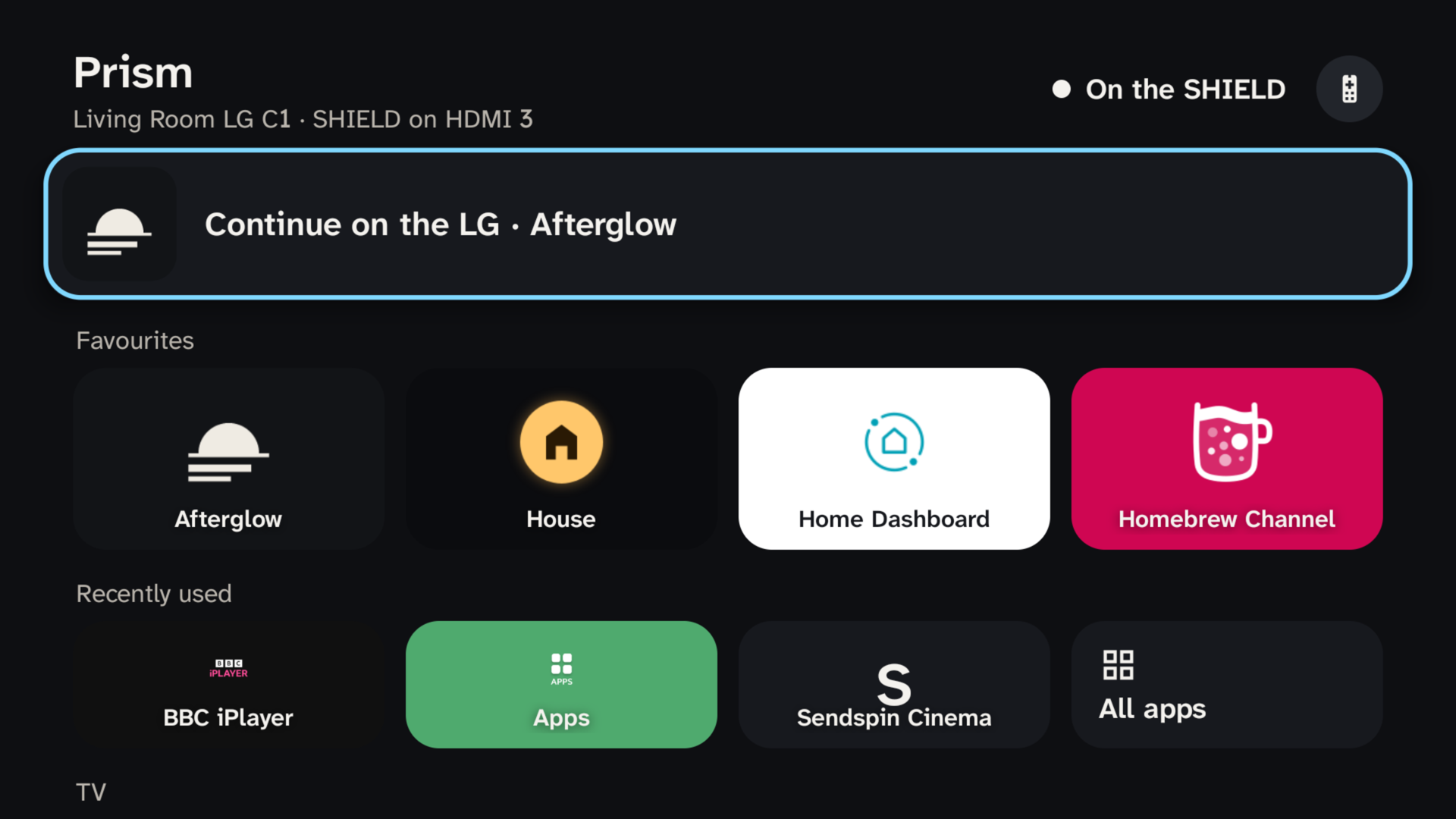 The Prism launcher: Continue on the LG with Afterglow, favourite LG apps with their own icons, and recently used apps