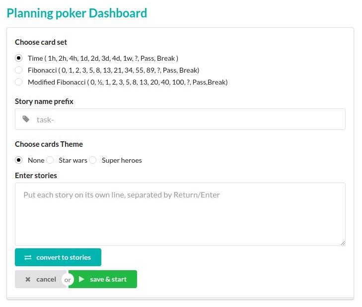 Configuration dashboard