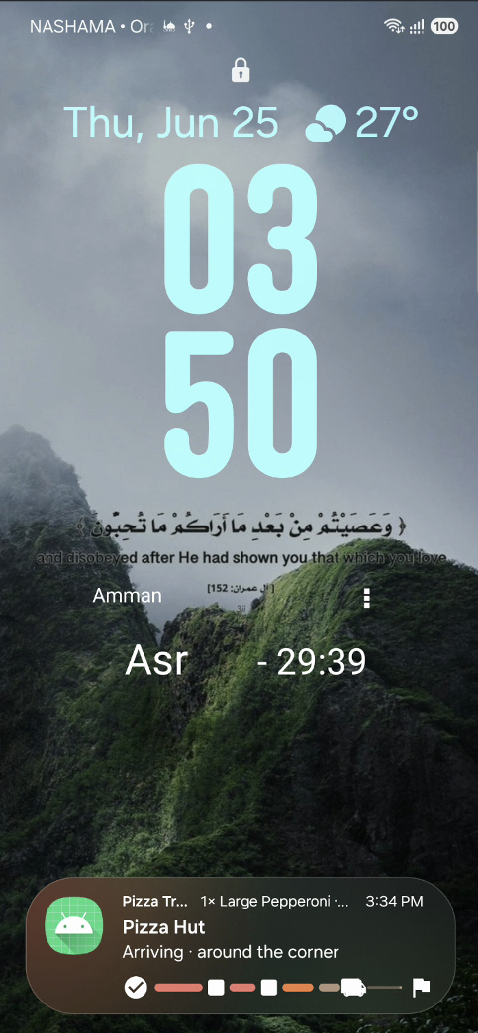 Android lock screen — promoted Live Update