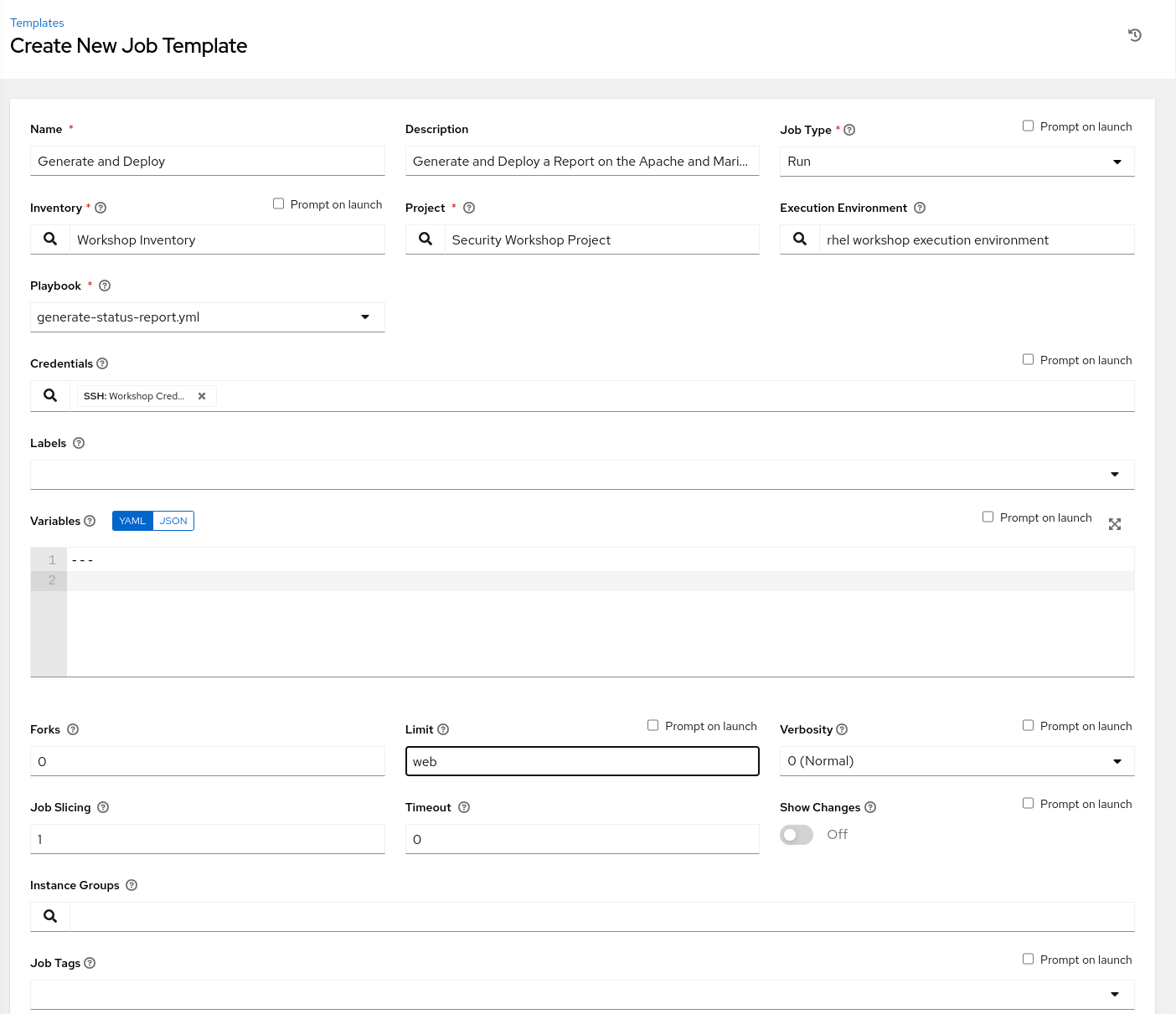 Create Job Template