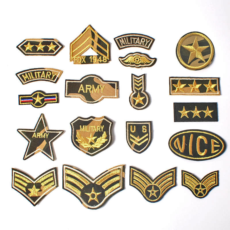 gold thread letter badge clothes Iron on patches Iron on patches repair factory direct sales