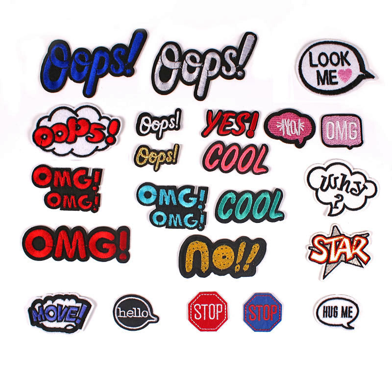 Color English alphabet embroidery clothing accessories, cap cartoon embroidery chapter love cloth sticker, computer embroidery