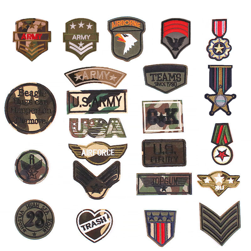 Army Badge Embroidery Cloth Sticker Weaving Mark Hot Melt Adhesive Iron on patches Sticker Chest Armband