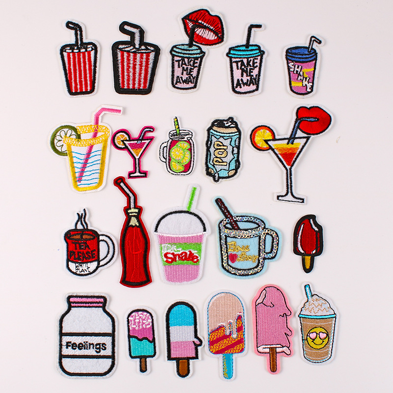 ice cream cola coffee embroidery cloth sticker clothing accessories badge Iron on patches sticker
