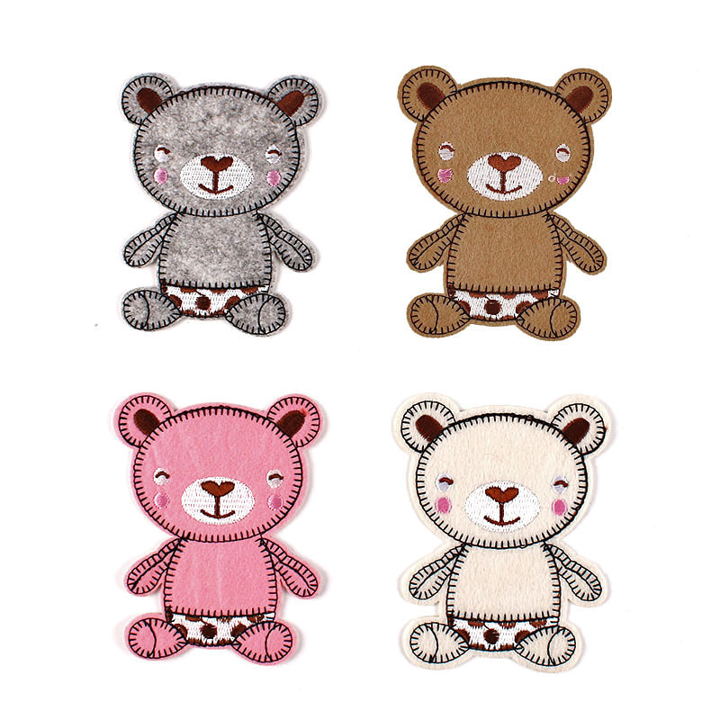 Cute bear pink embroidery cloth sticker clothing accessories badge Iron on patches sticker
