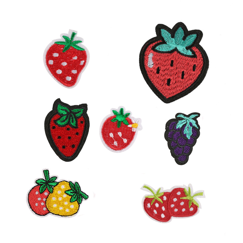 Embroidery cloth sticker clothing accessories badge Iron on patches sticker strawberry fruit grape yellow red