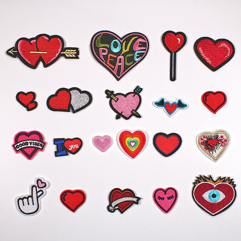 Embroidery cloth sticker, clothing accessories, badge Iron on patches, red love, arrow through the heart
