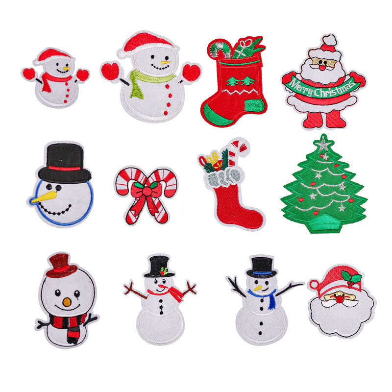 Christmas snowman Christmas tree old man embroidery cloth sticker clothing accessories badge Iron on patches