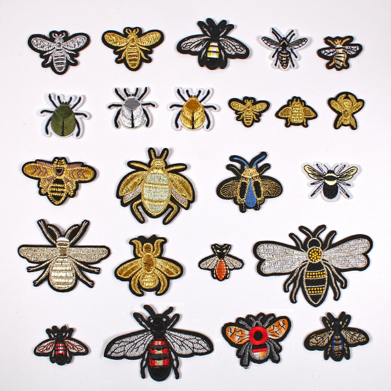 Embroidery cloth sticker clothing accessories badge Iron on patches gold silver bug fashion insect manufacturer