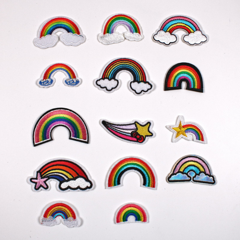 Embroidery cloth stickers, clothing accessories, badges, Iron on patcheses, various rainbow meteor manufacturers, direct sales