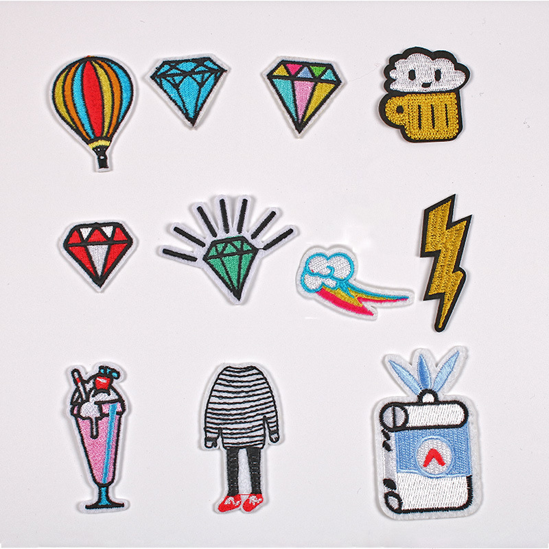 Embroidery Clothing Accessories Badge Iron on patches Diamond Hot Air Balloon Lightning