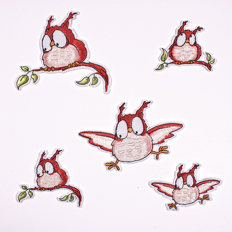 Embroidery cloth sticker clothing accessories badge Iron on patches cartoon red bird hot melt adhesive sticker