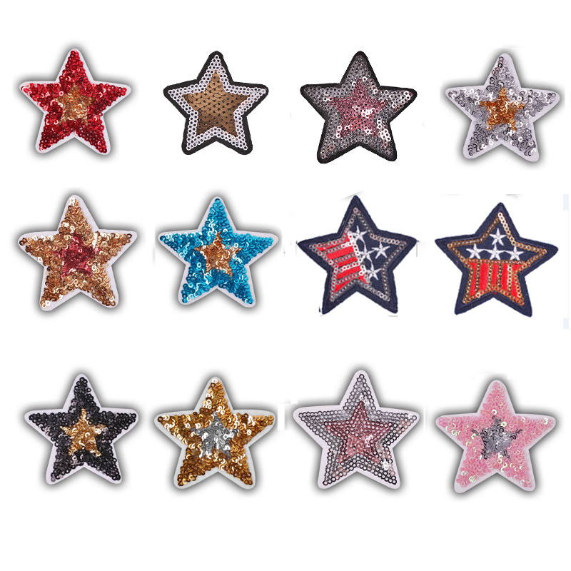 sequined gold silver red blue embroidered cloth sticker clothing accessories badge Iron on patches sticker