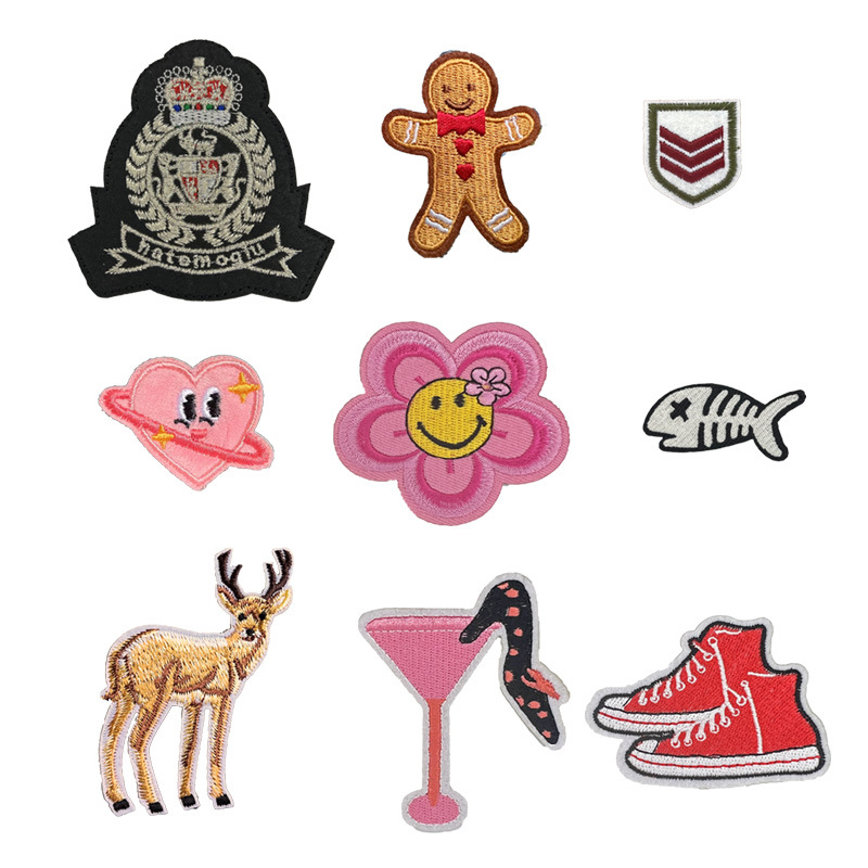 Deer love flower fish bone cocktail red shoes sewing badge clothes Iron on patches cloth sticker hot melt