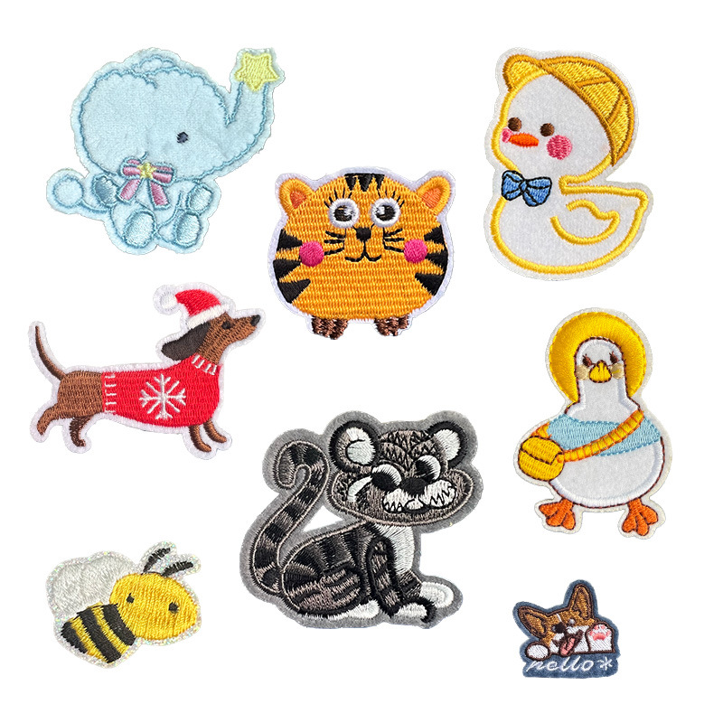 Tiger Head Duck Elephant Bee Dog Grey Embroidery Clothing Accessories Badge Iron on patches