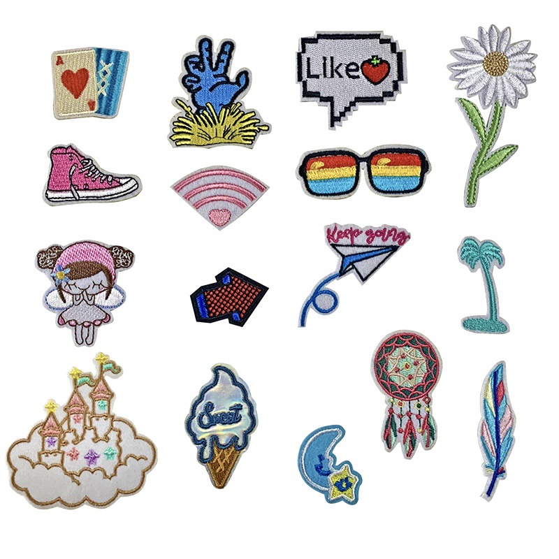 White flower shoes girl sunglasses wind chimes castle coconut tree badge clothes Iron on patches Iron on patches repair repair factory direct sales