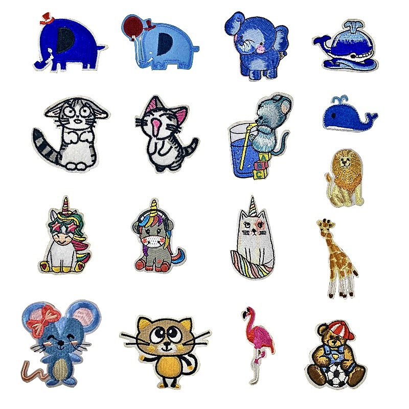 Animal Elephant Whale Giraffe Mouse Unicorn Badge Clothes Iron on patches Iron on patches Repair Factory Direct Sales