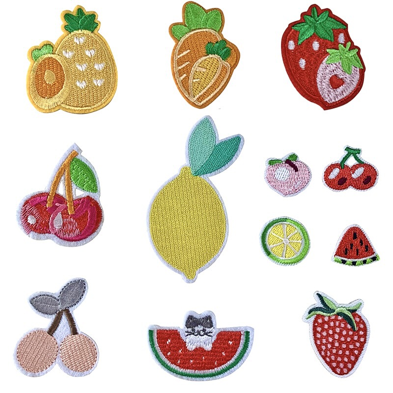 Fruit pineapple strawberry watermelon cherry peach lemon badge clothes hot melt sticker children's clothing classmate decoration
