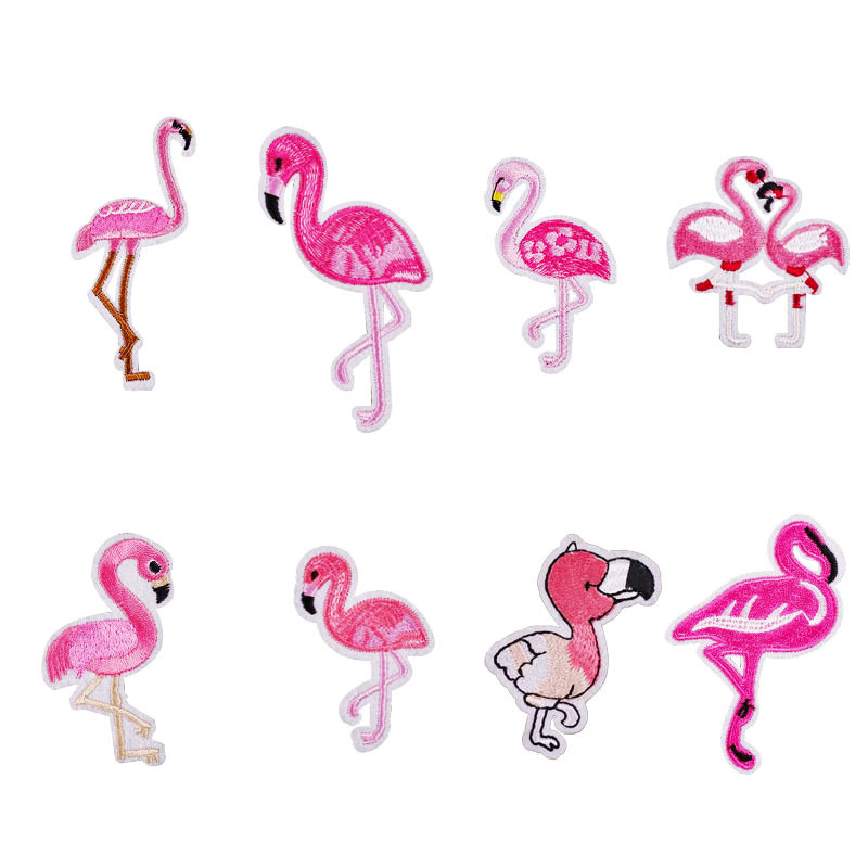 Small Flamingo Pink Cute Kids Women's Bag Embroidery Cloth Sticker Clothing Accessories Badge Iron on patches
