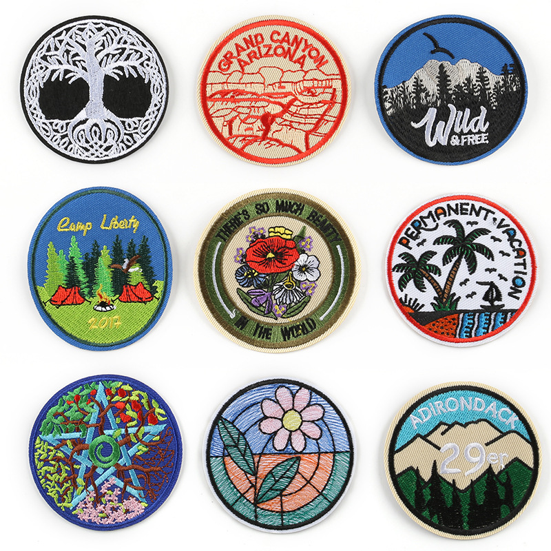 Embroidery Embroidery Badge Round Badge Glue-backed Patch Shoes, Hats, Luggage, Clothing Accessories Embroidery Cloth Sticker