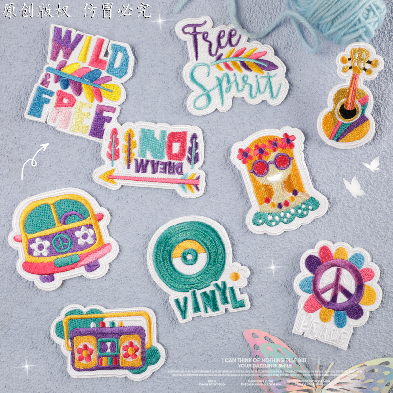 Iron on patches embroidery sticker English letter cloth label peace patch sticker accessories patch cloth sticker