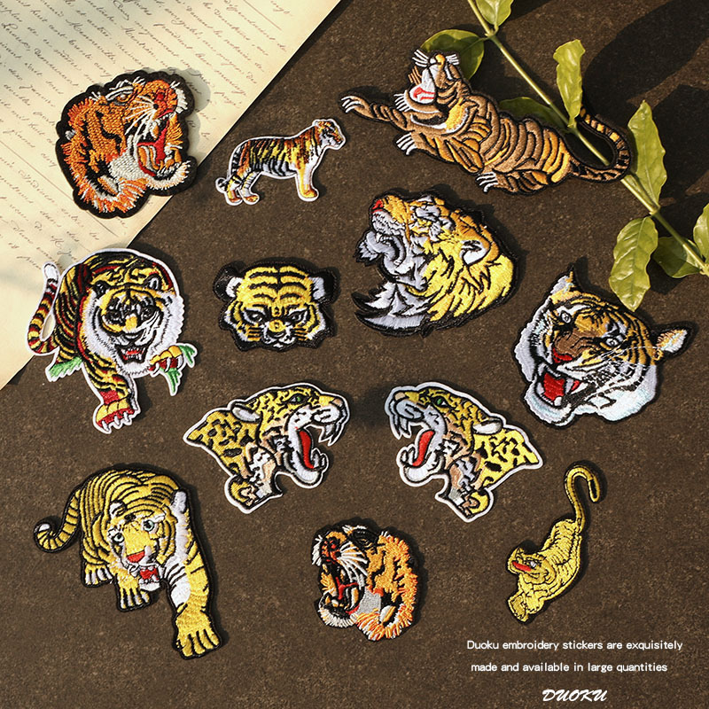 Embroidery Tiger Clothing Accessories Patch Badge Animal Embroidery Cloth Sticker