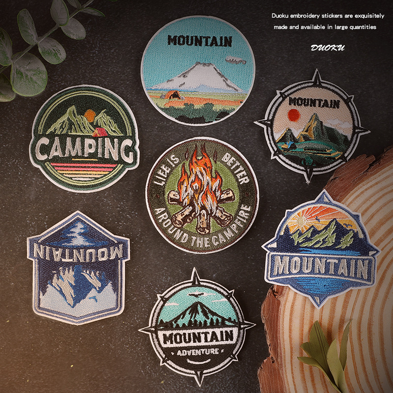 embroidery round badge camping travel series outdoor armband clothing accessories patch sticker embroidery cloth sticker