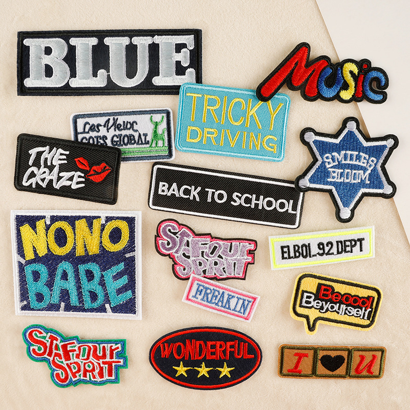 embroidery badge English letter cloth sticker adhesive patch sticker clothing accessories embroidery sticker cloth label