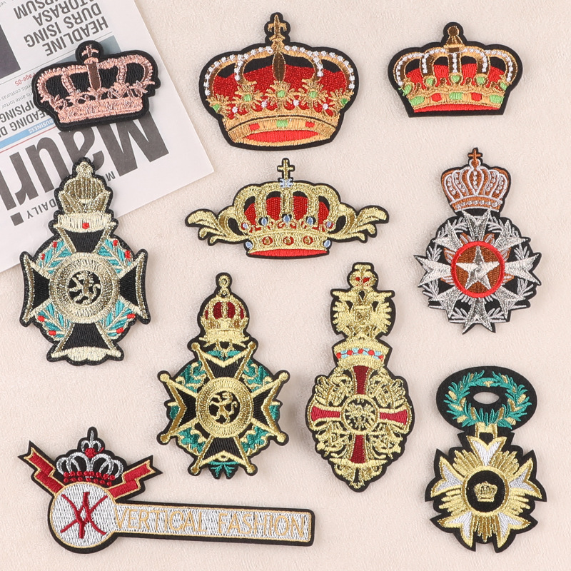 Iron on patches British style crown badge cloth label DIY patch sticker clothing accessories embroidery cloth sticker