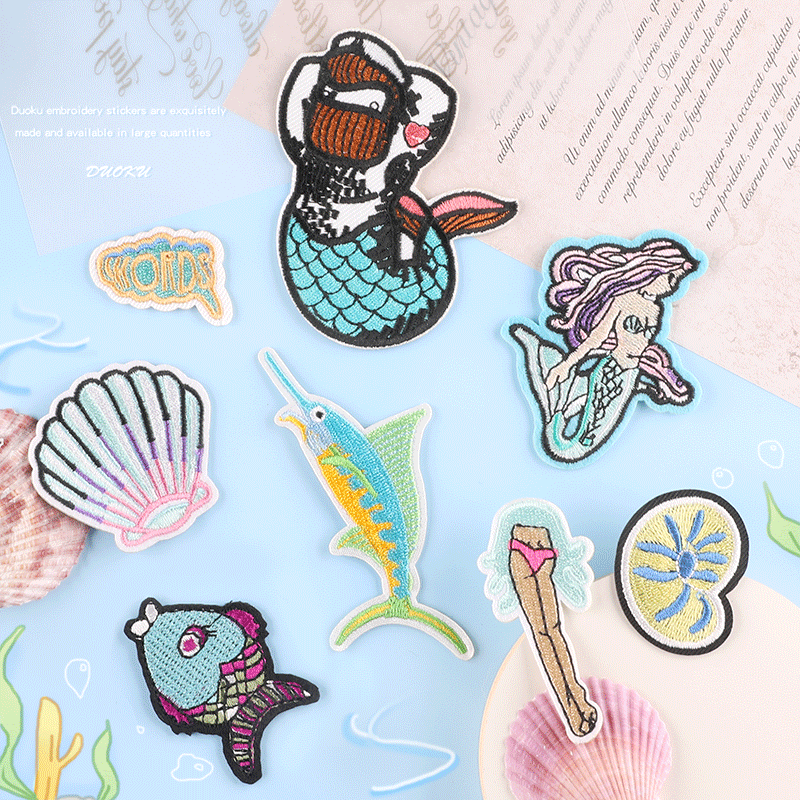 Iron on patches Factory Direct Sales Shell Mermaid Clothing Accessories Shoes and Hats Bag Accessories Embroidery Cloth Stickers