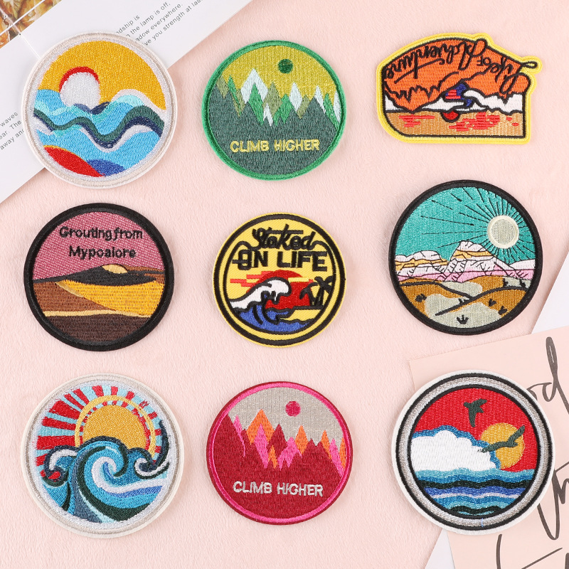 embroidery round badge clothing accessories DIY patch badge embroidery cloth sticker
