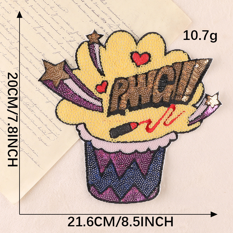 Iron on patches bead patch sticker large sequined cloth label embroidery chapter boy clothing accessories hand account cloth sticker