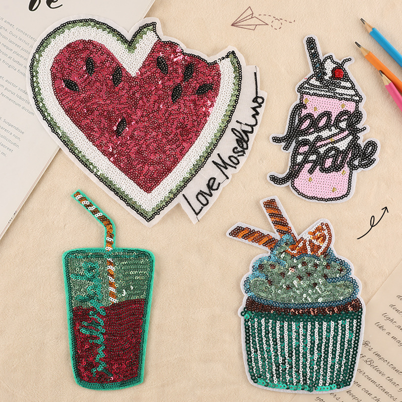 embroidery clothing accessories sequins fruit drink embroidery DIY hand account jewelry accessories cloth label cloth sticker
