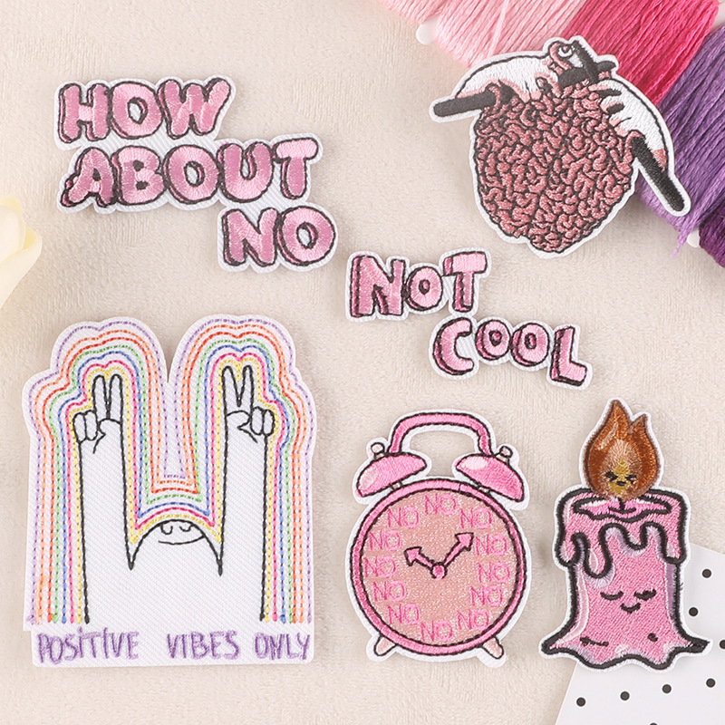 Embroidery Cartoon Badge English Alphabet Patch Clothing Accessories Hand Account DIY Accessories Embroidery Stickers