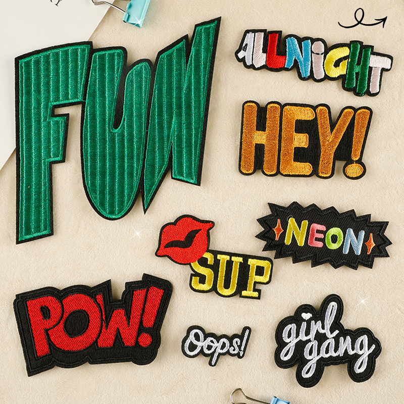 new Iron on patches English letter cloth label clothing accessories adhesive patch sticker badge embroidery cloth sticker